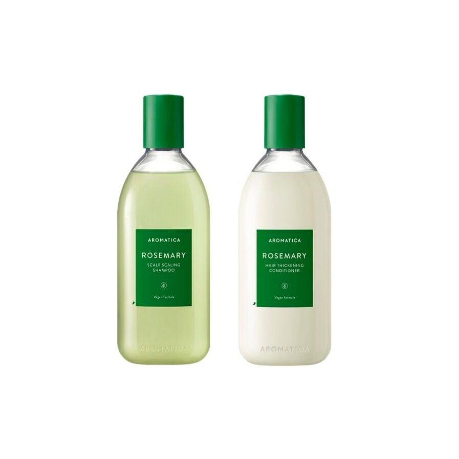 hårpleierutine for volum med aromatica rosemary shampoo og balsam