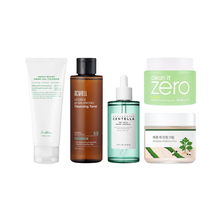 Koreansk 5-stegs Hudpleierutine Fet Hud Koreansk 5-stegs Hudpleierutine Fet Hud