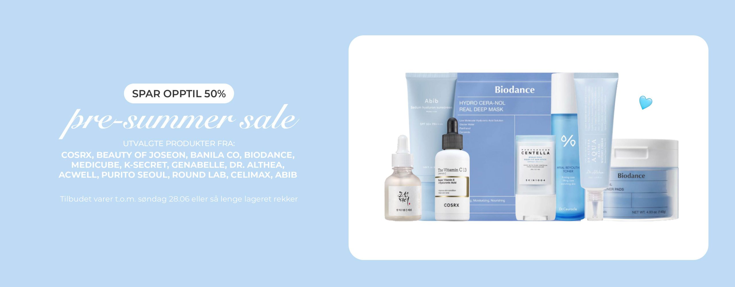 Pre summer sale - koreansk hudpleie - spar opptil 30%