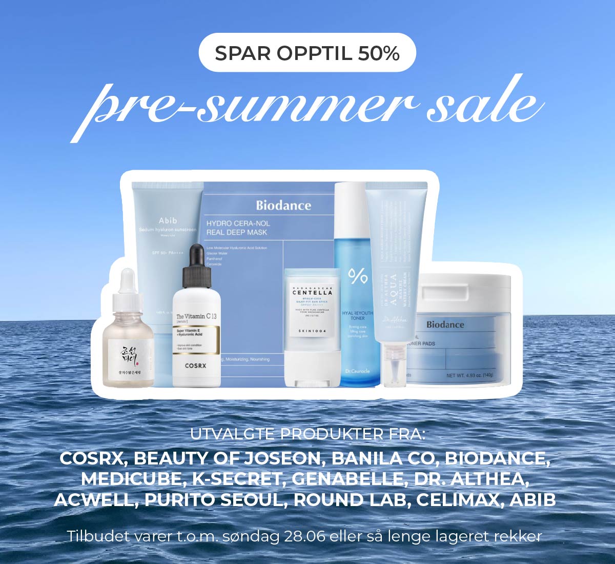 Pre summer sale - koreansk hudpleie - spar opptil 30%